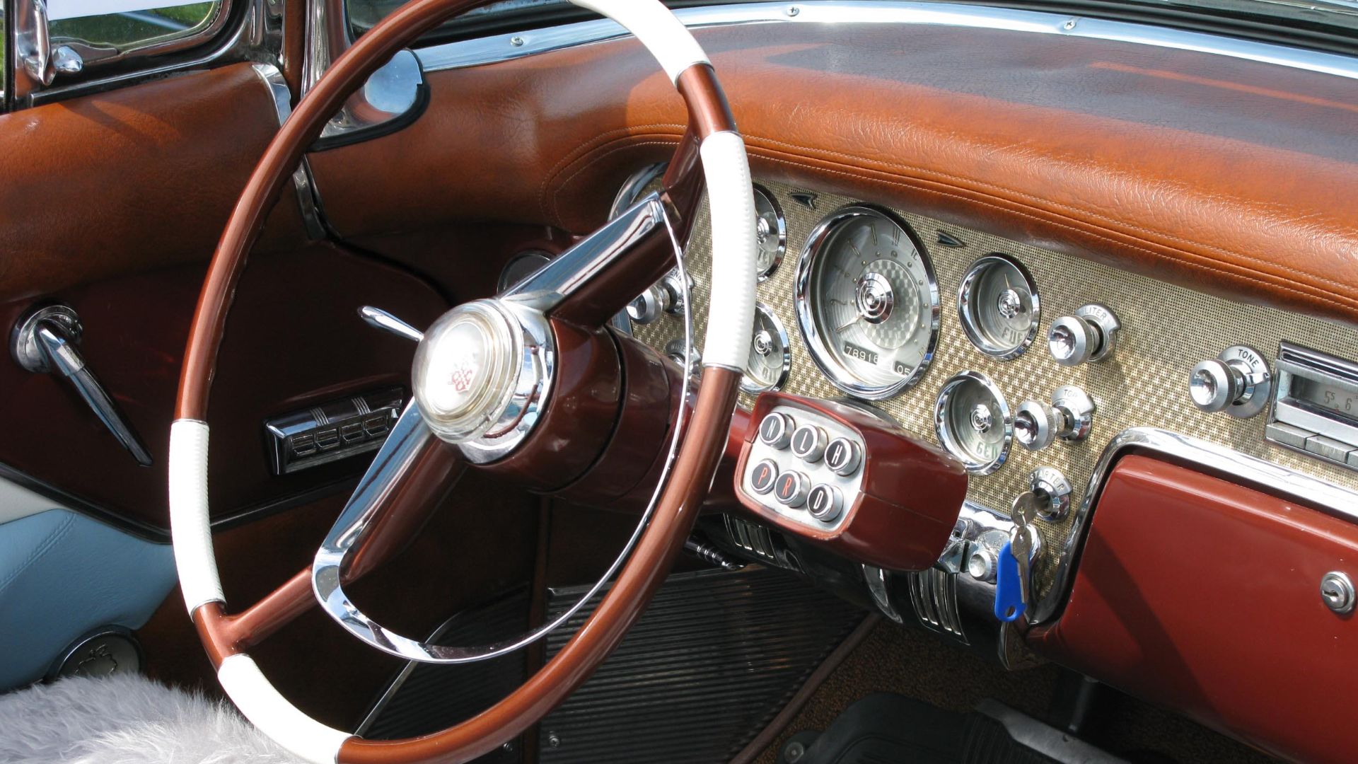 The 1956-only Ultramatic transmission push-button control.Event: Tjolöholm Classic Motor 2012.