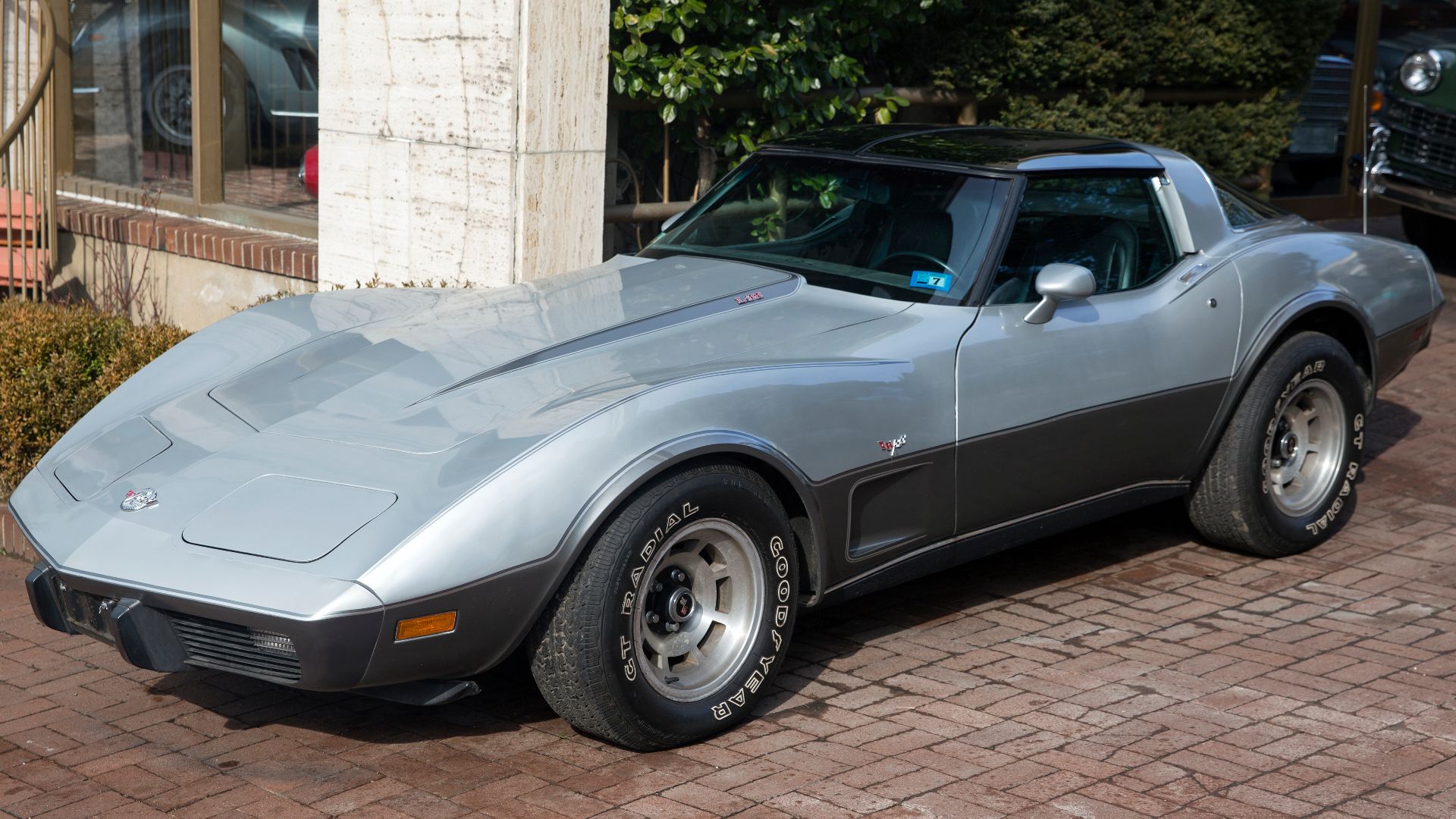 A 1978 Chevrolet Corvette 25th Anniversary Edition with a mere 2,209 miles on the odometer. L-82 engine and four-speed manual, Silver Anniversary exterior and Black leather interior.