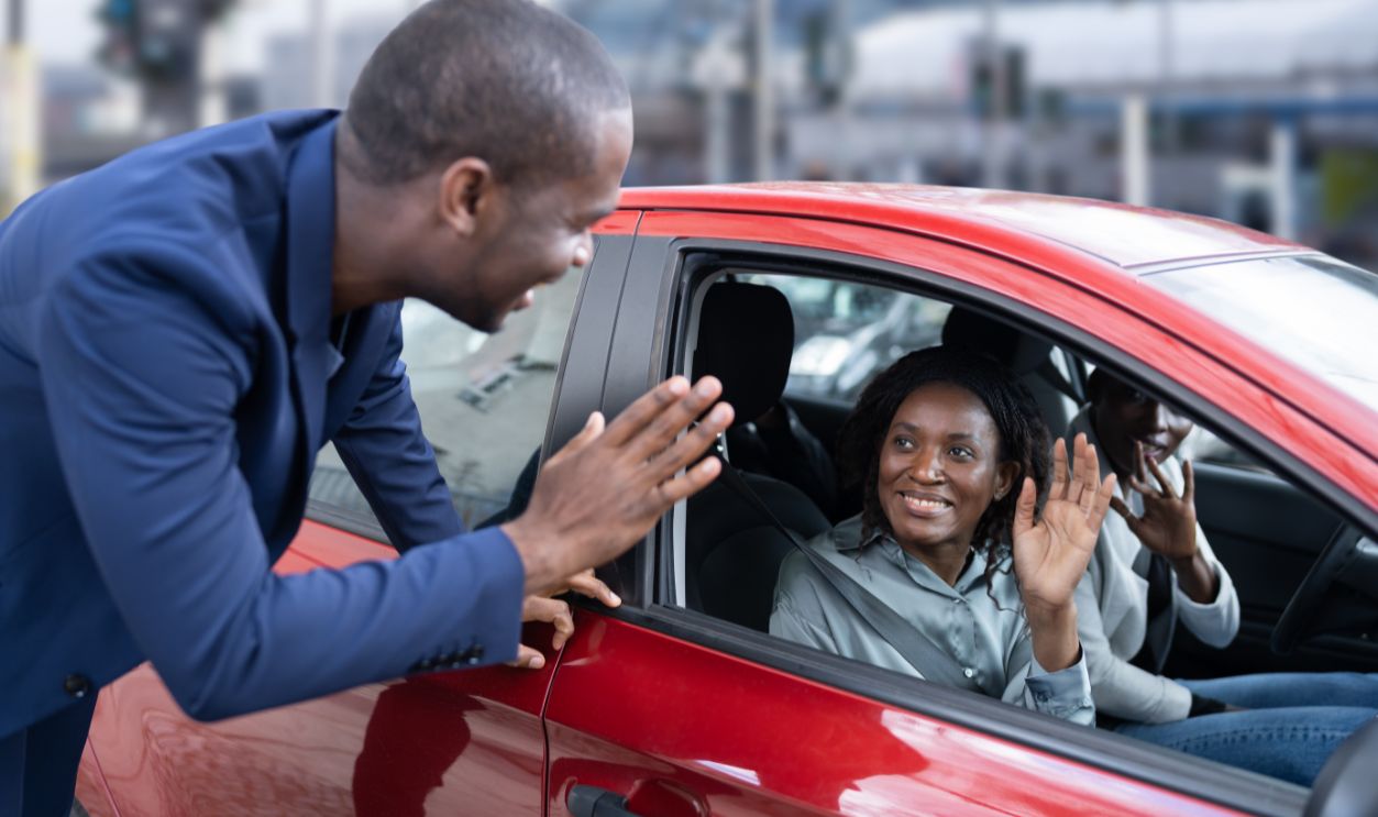 Carpool Ride Sharing. African People Using Car Share