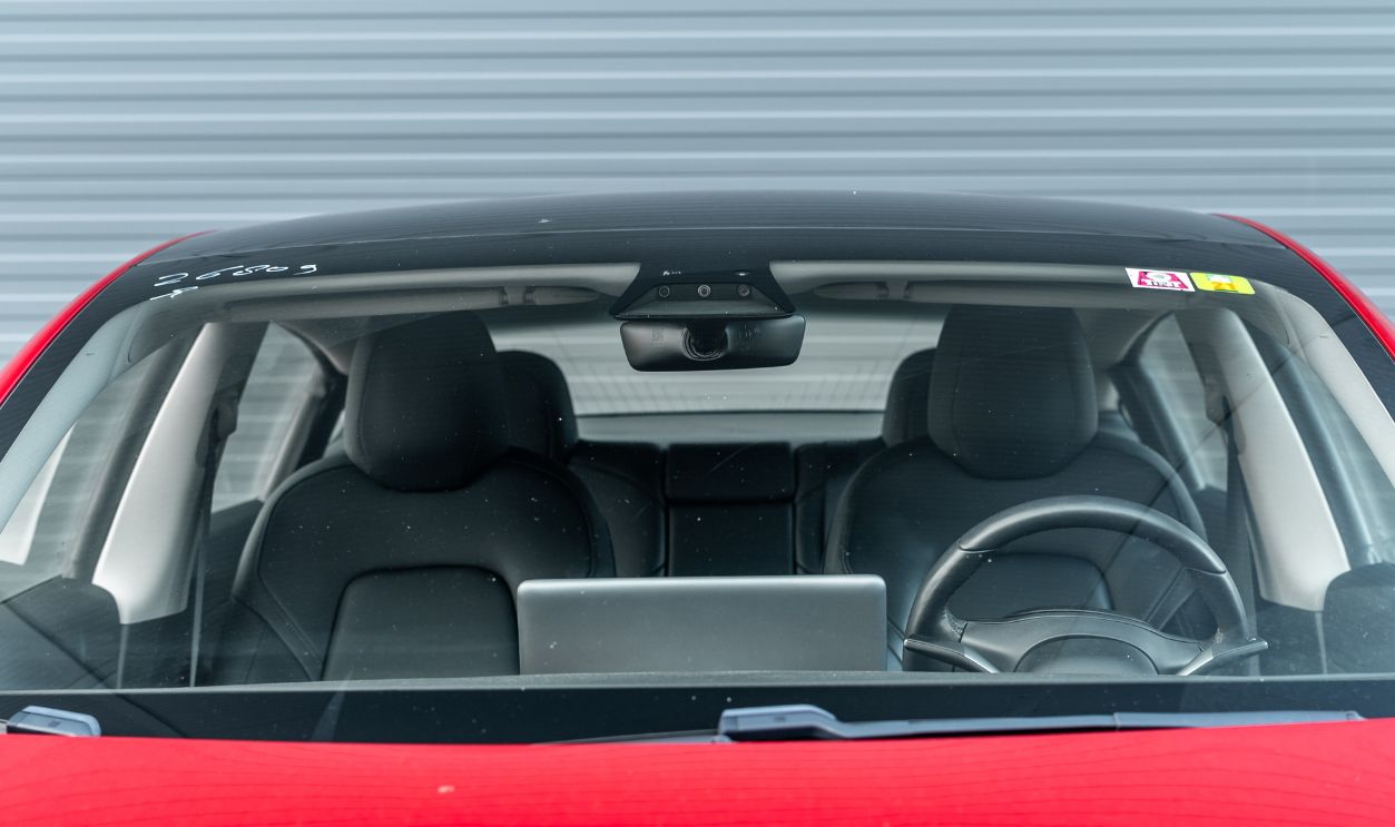 Cluj-Napoca, Cluj-Romania-13.09.2024-Close up photo of Tesla Model 3 video cameras, Sentry Model, Live camera mode Technology.