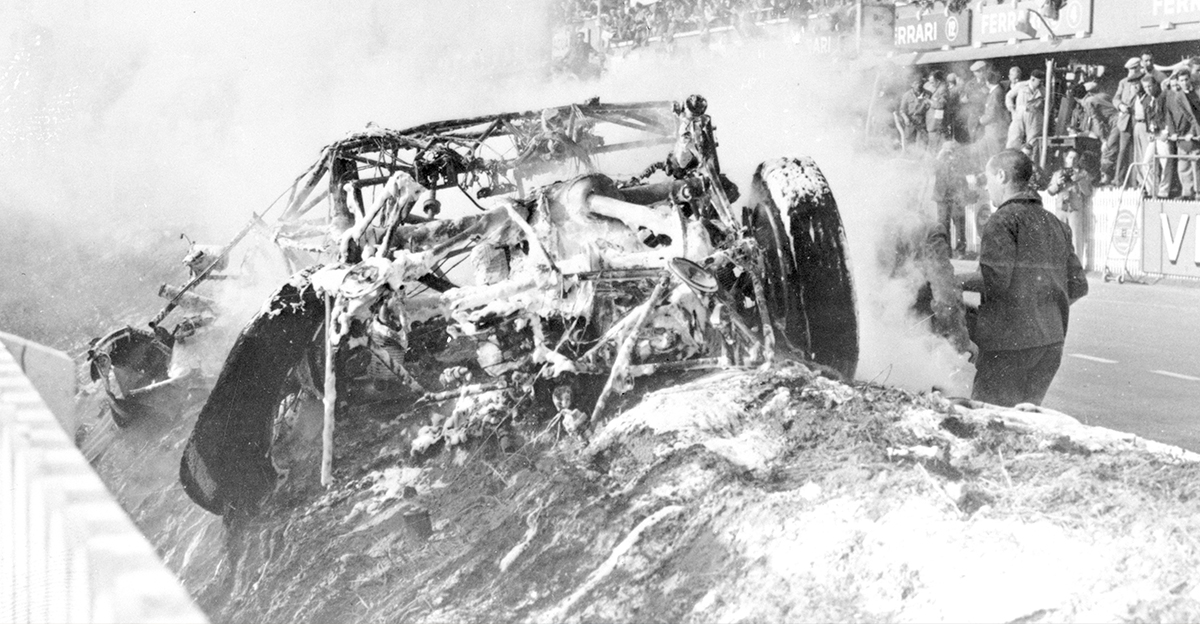  Smoking and Burning Mercedes Due to Crash