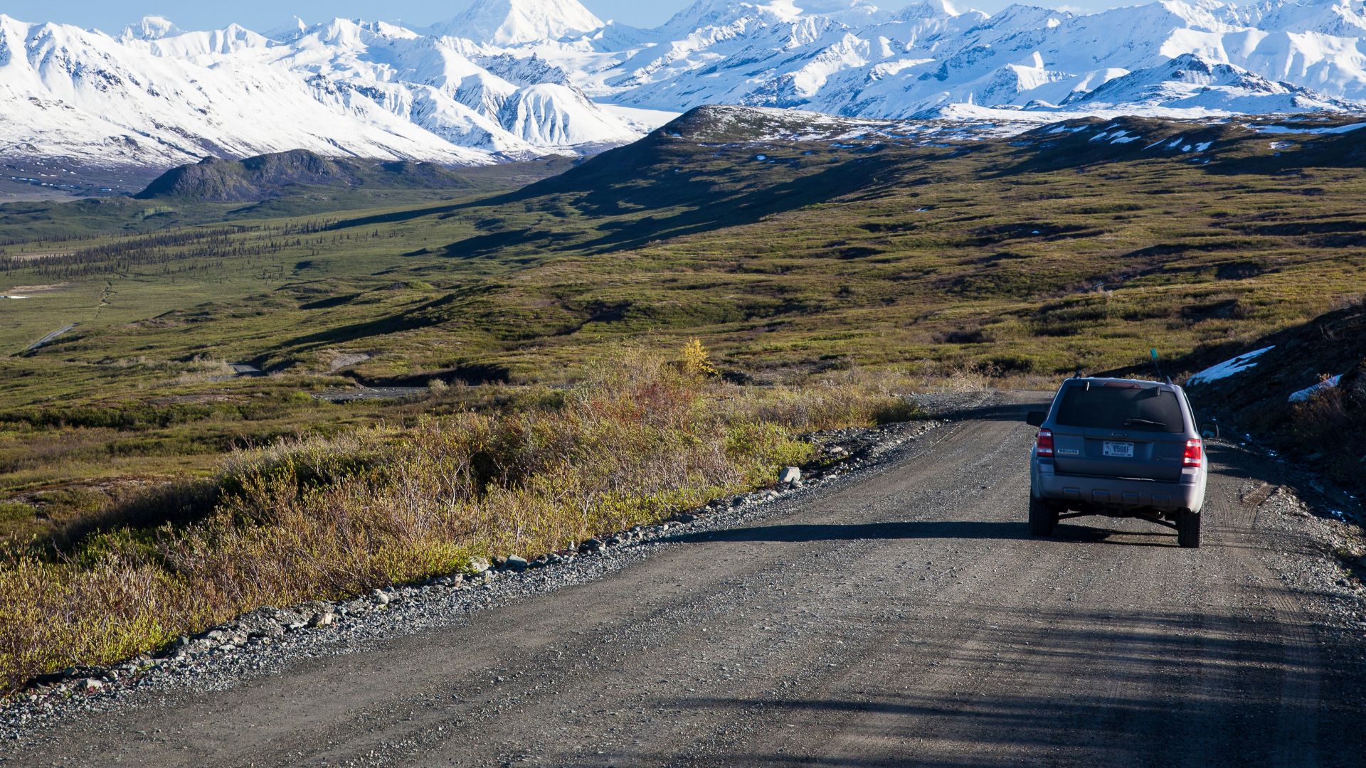 Driving down the Denali Highway with Mount Hayes (tall peak to the left) ahead. Photo by Bob Wick (BLM)
Photo ID: Denali hwy print-78