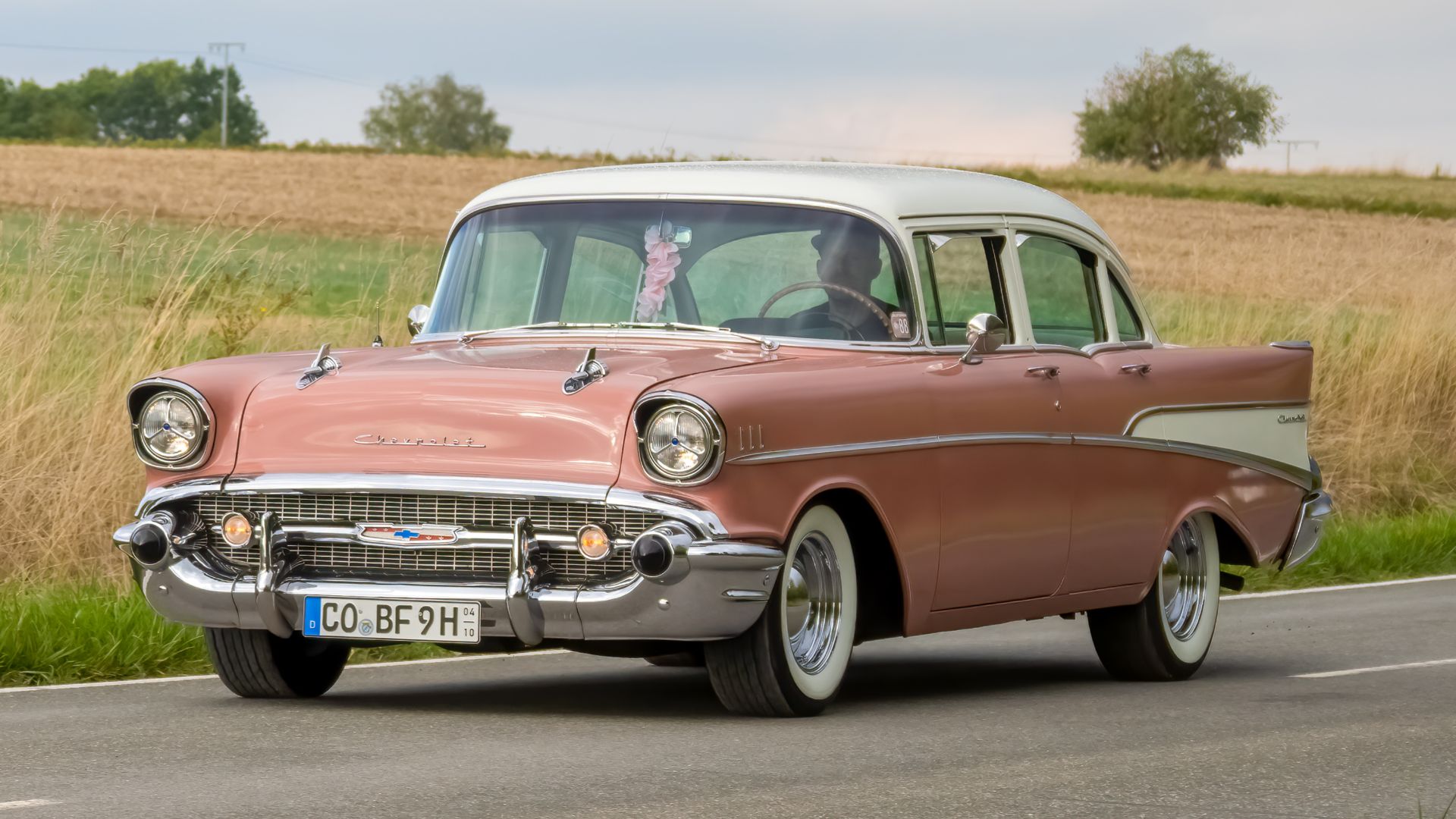 1957 Chevrolet Bel Air 4-Door Sedan on the way to the 6th US Car Meeting in Leimershof