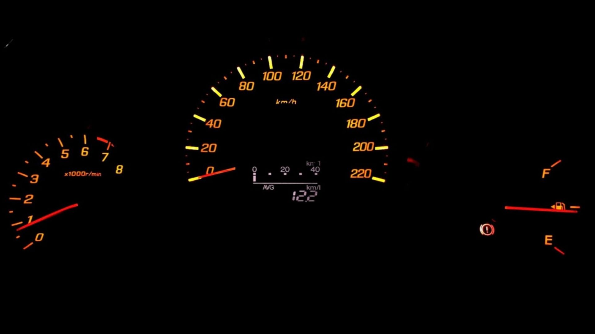 Instrument Cluster or Dashboard of Honda Fit 2009 including Tachometer, Speedometer and Fuel Gauge.