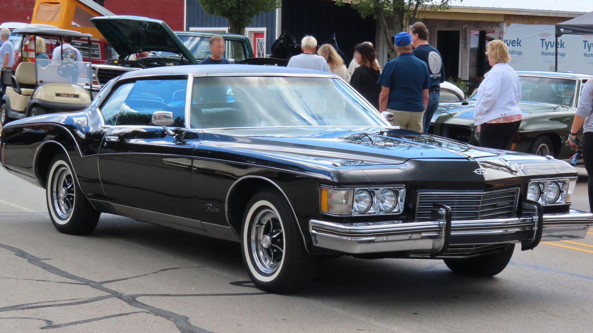 1973 Buick Riviera photographed at the 2024 New Brighton Car Cruise in New Brighton, Pennsylvania. Finished in Regal Black.