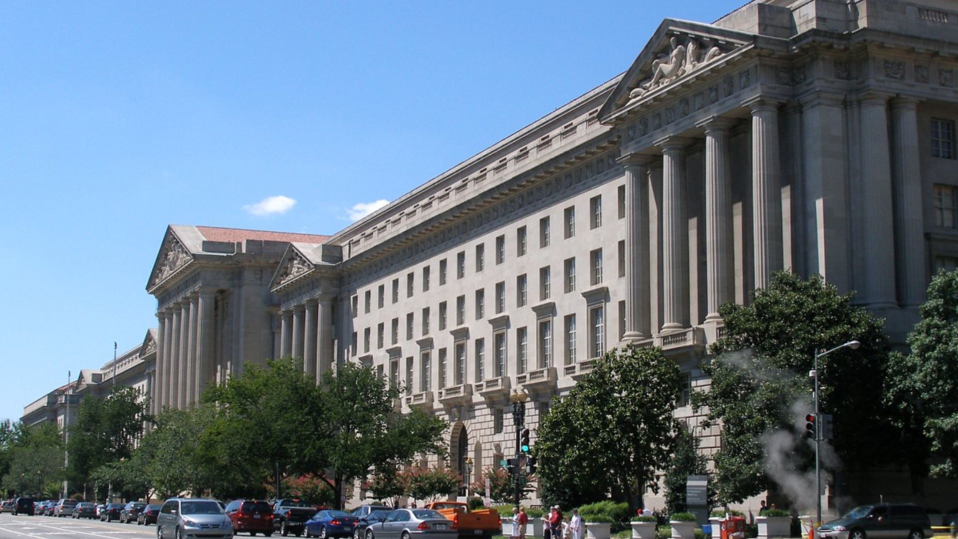 View of a portion of the headquarters complex of the United States Environmental Protection Agency (EPA) in Washington, D.C. Seen on the right is the former Interstate Commerce Commission Building, renamed as a component of the William Jefferson Clinton B