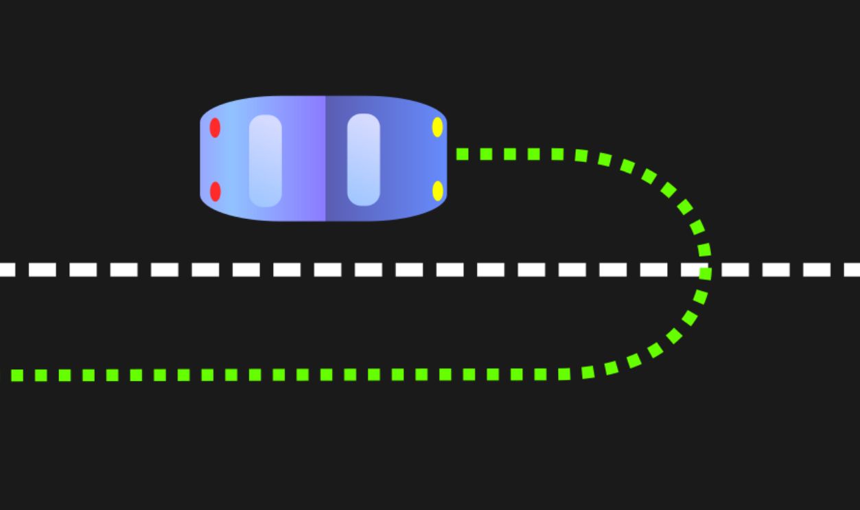 A diagram showing the path taken by a driver making a U-turn