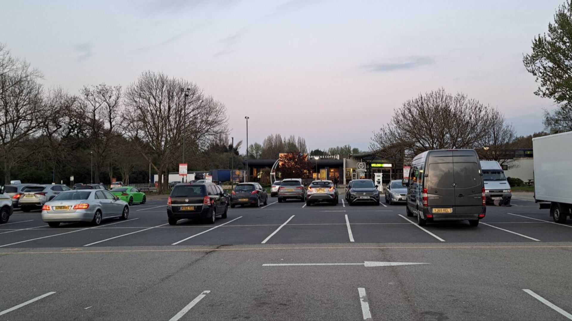 Corley service station car park