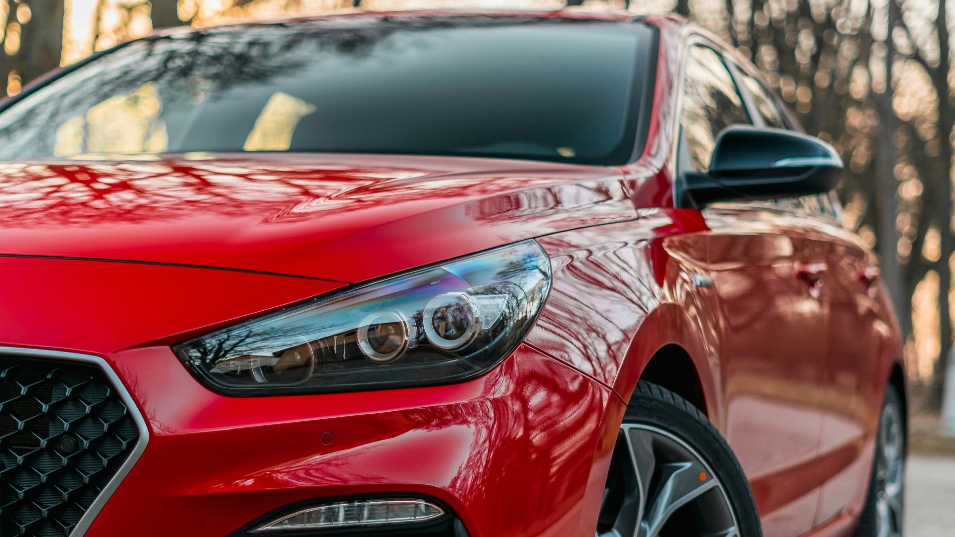 red car under tree