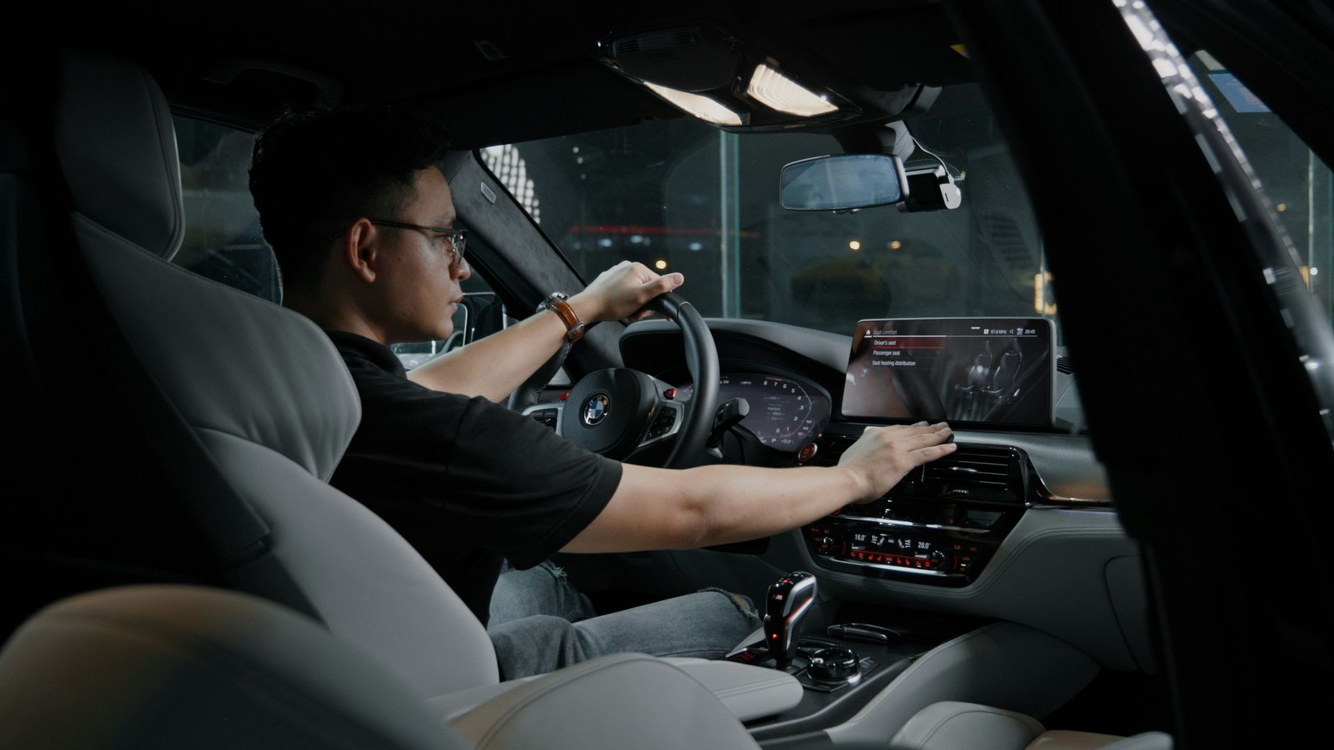 a person driving a car