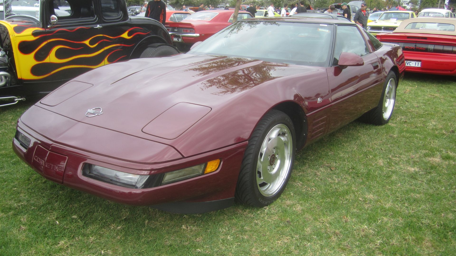 The C4 Corvette was made from 1984 to 1996. a more sleek modern looking car with a new glass hatchback. Available in Coupe or Convertible. In 1993, the 40th Anniversary package was available on all models. It included Ruby Red metallic paint and Ruby Red 