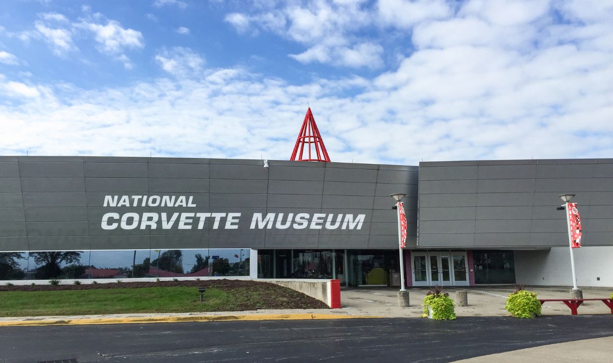 Bowling Green, Kentucky - October 10, 2015: The front of the National Corvette Museum.