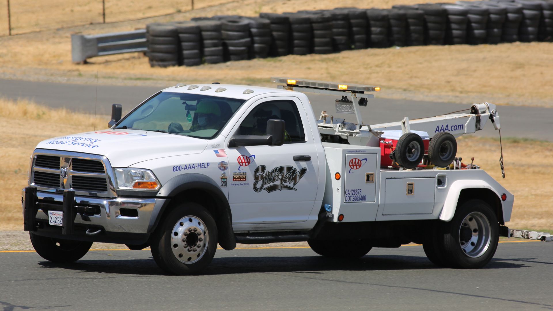 A Ram tow truck at Sonoma Raceway in 2021.