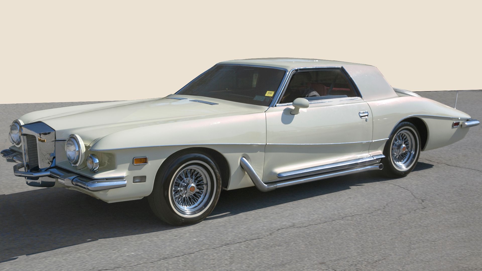 A 1978 Stutz Blackhawk VI at the Belmont Race Track (suitable location).