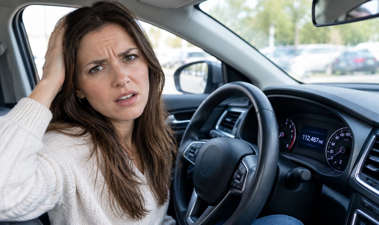 Confused Driver Checks Her Mileage