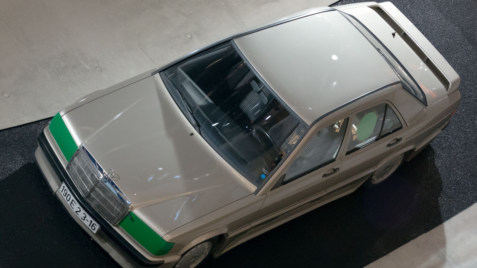 1983 Mercedes-Benz 190E 2.3-16 Rekordwagen; this car covered 50,000 km (31,075 miles) in 9 days at an averaage speed of 247.9 km/h (154.1 mph) at Nardò Ring in Italy.