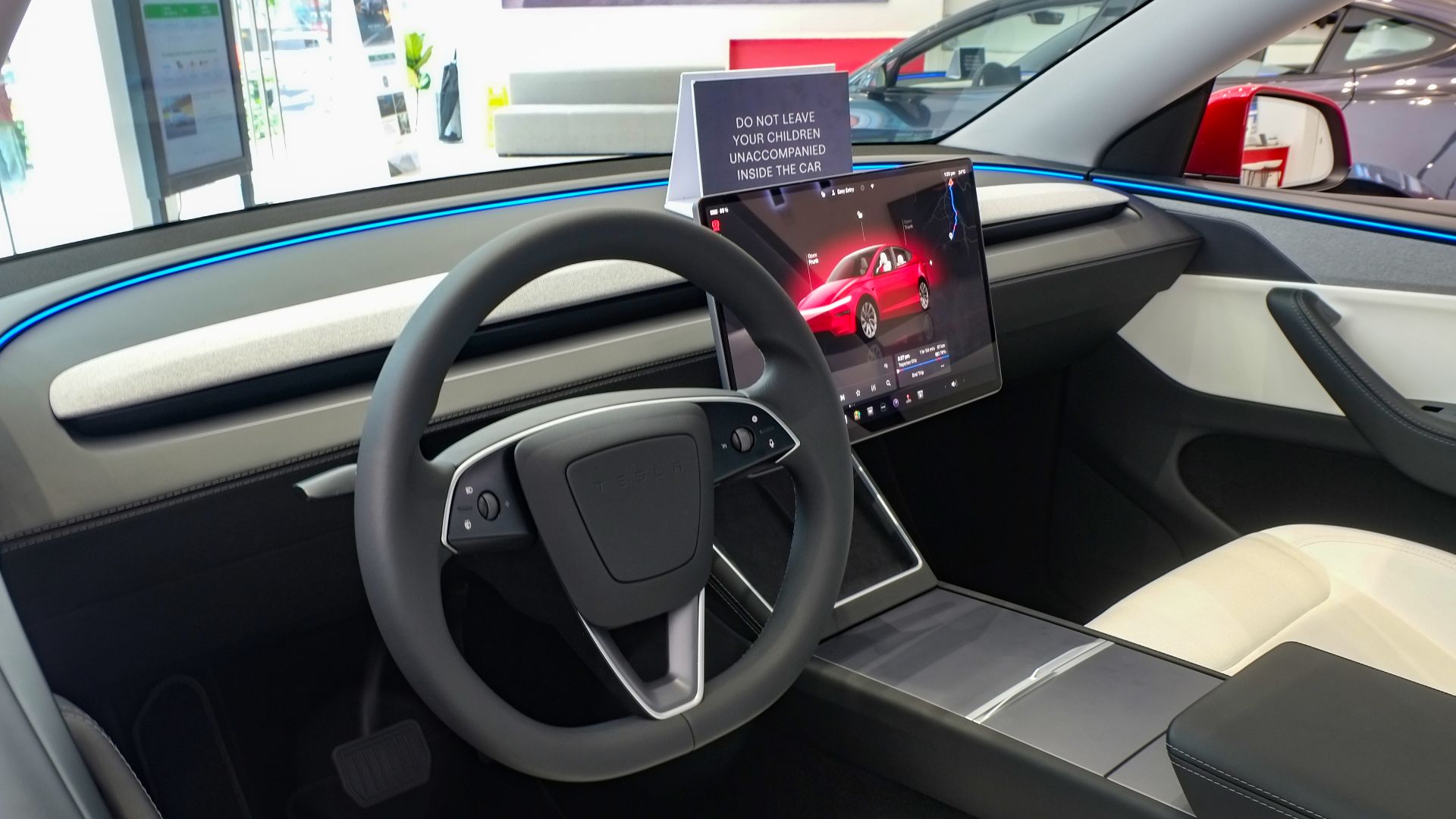 2025 Tesla Model Y interior view at Tesla Flagship Store - Uptown BGC. From an AWD Model Y
