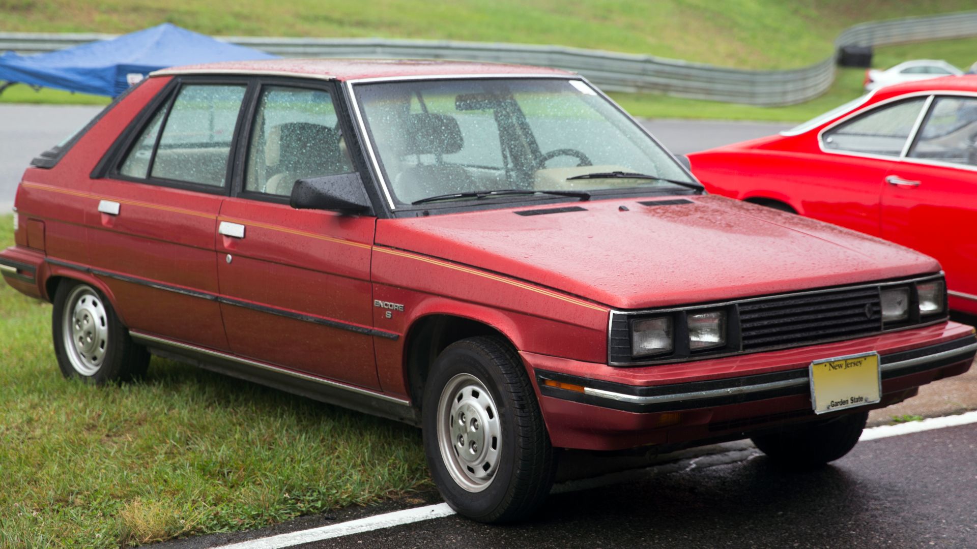 1985 Renault (AMC) Encore S 5-door in Garnet Iridescent, exhibited at the Meeting of the Marques at the 2021 Lime Rock Historic Festival. 1.7-litre inline-four, very rare in any condition.