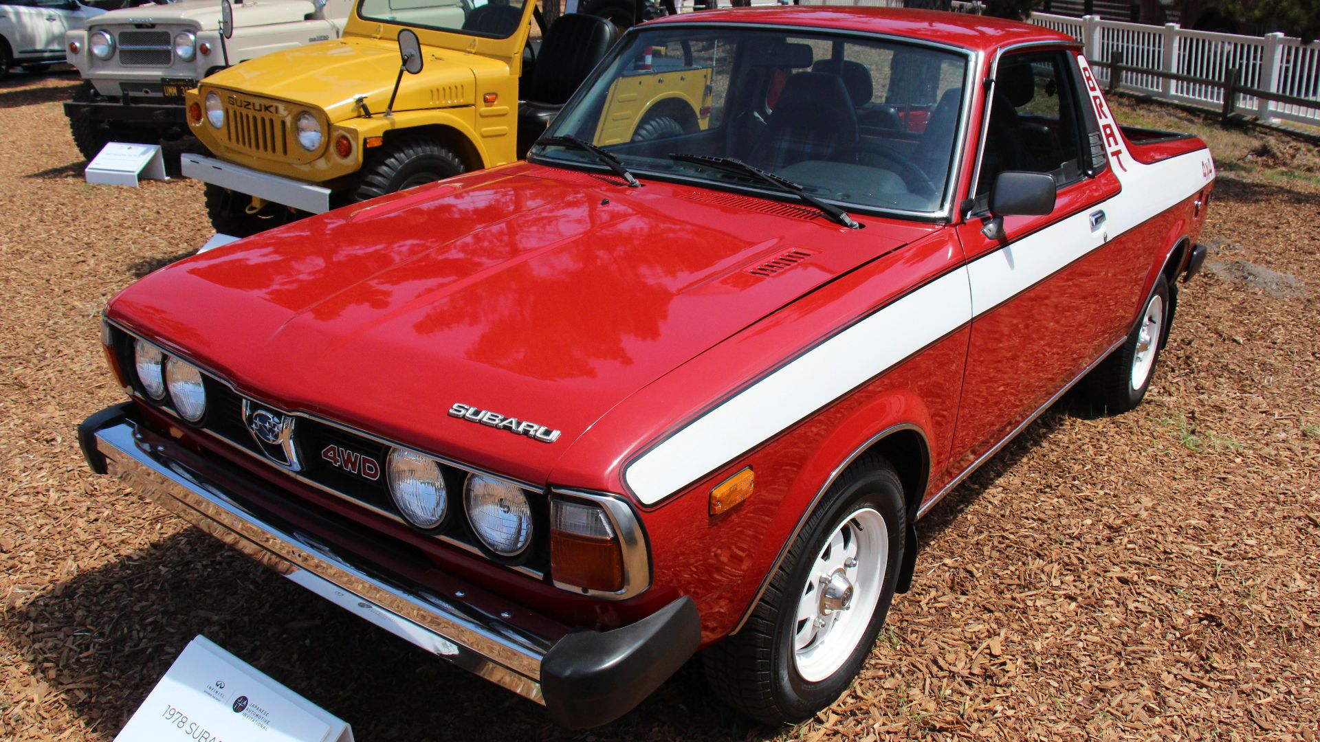 Known as the Subaru Brat in Japan and America (Bi-drive Recreational All-terrain Transporter) and Brumby in Australia, it was available from 1978-94. The Brat was introduced to match the demand for small trucks in the USA, from Toyota, Nissan, and Mazda.