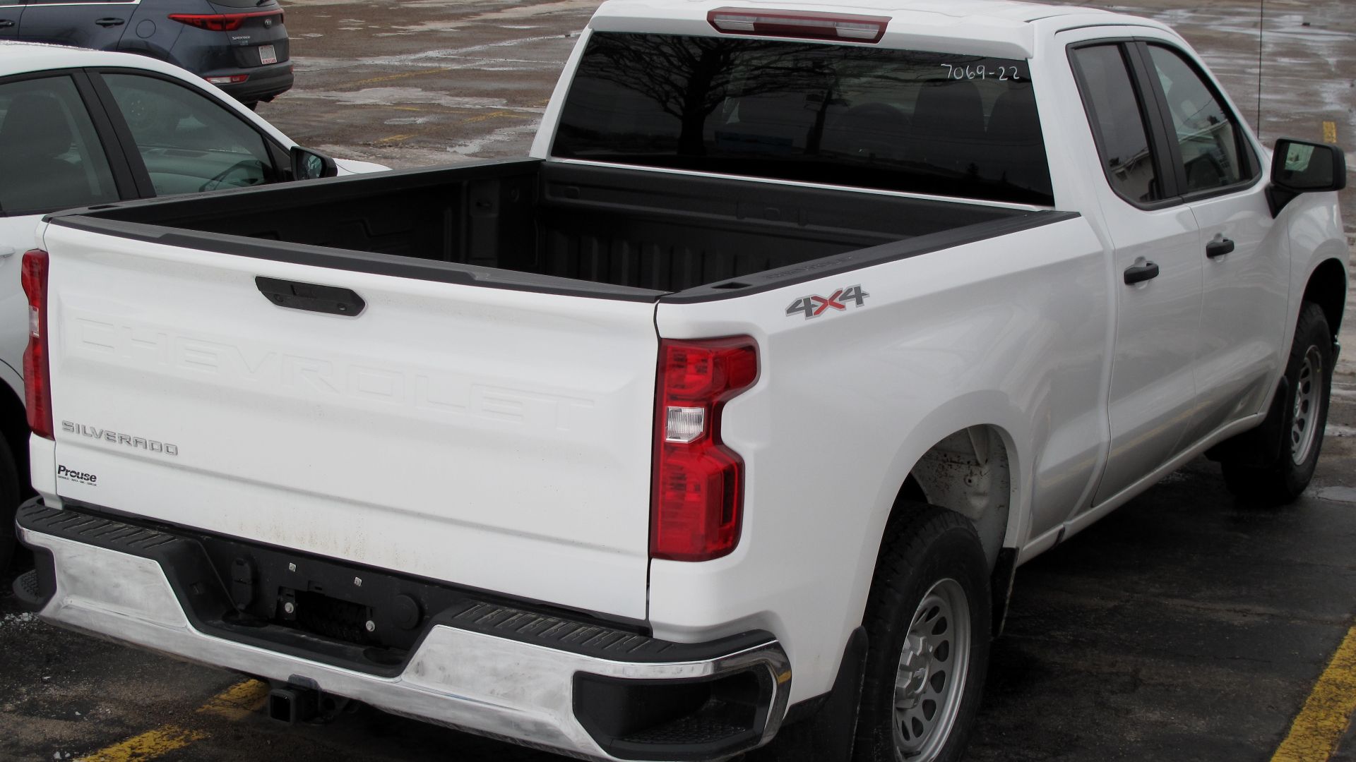 2022 Chevrolet Silverado 1500 WT photographed in Sault Ste. Marie, Ontario, Canada. 5.3L Ecotec3 V8 (sheesh), 8-speed automatic, 4WD. In the (rather attractive, in my opinion) double-cab, standard bed configuration. Assembled in Fort Wayne, Indiana, USA.