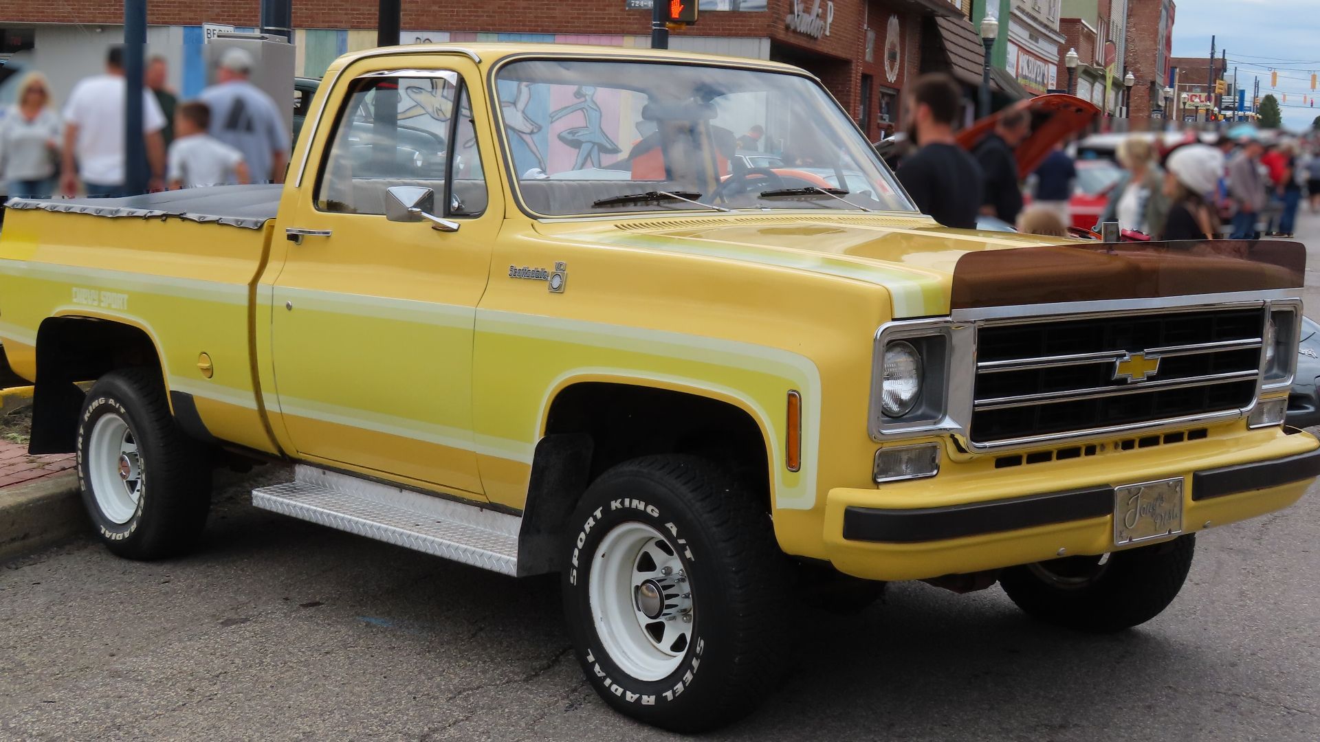 1978 Chevrolet K10 Scottsdale 6.5' Fleetside with the Chevy Sport package photographed at the 2022 Ellwood City Fall Fest & Car Cruise in Ellwood City, Pennsylvania. The
