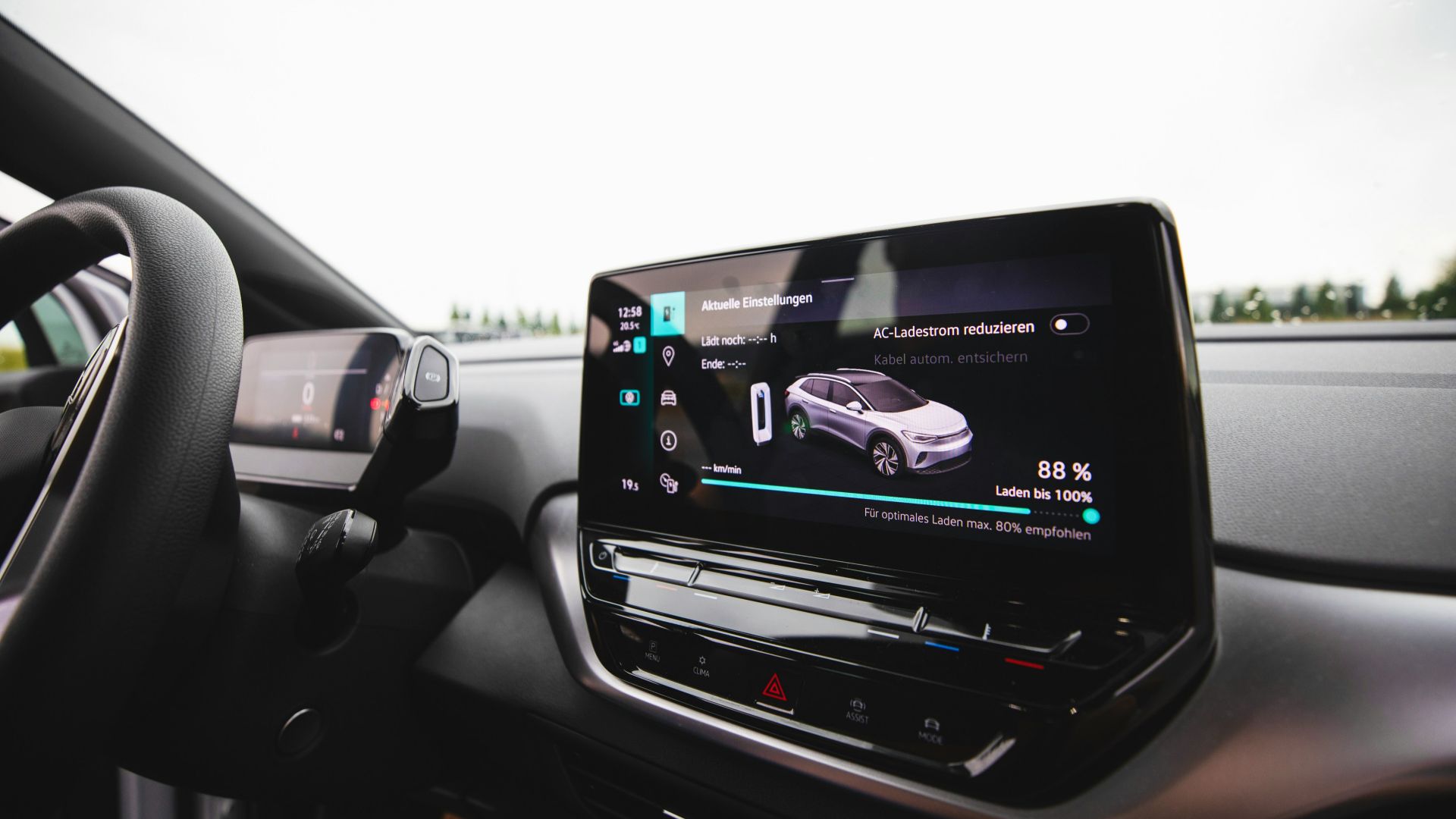 a car dashboard with a screen
