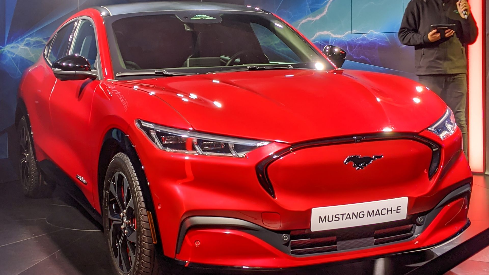 2020 Ford Mustang Mach-E taken at the 2020 London Classic Car Show, Olympia London