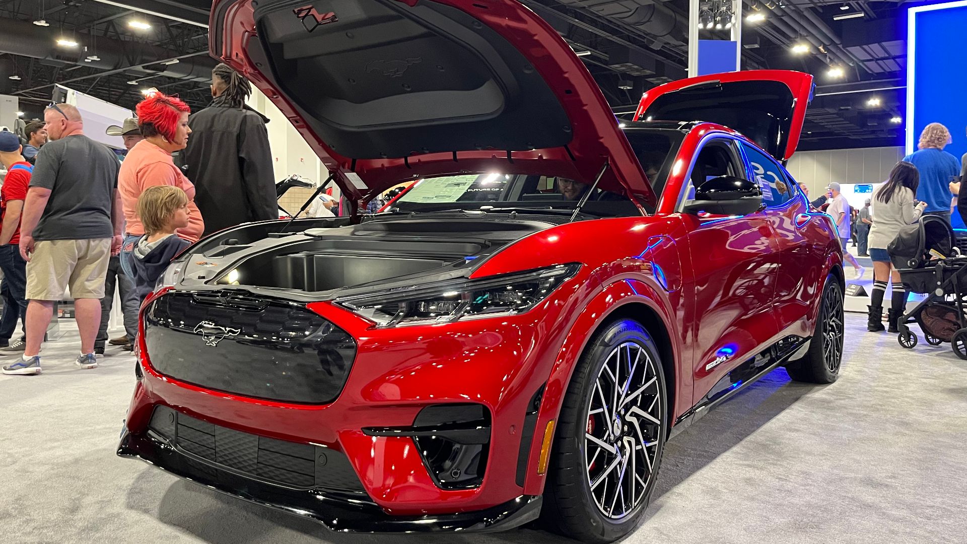 Front left quarter view of a Ford Mustang Mach-E at the 2023 Denver Auto Show.