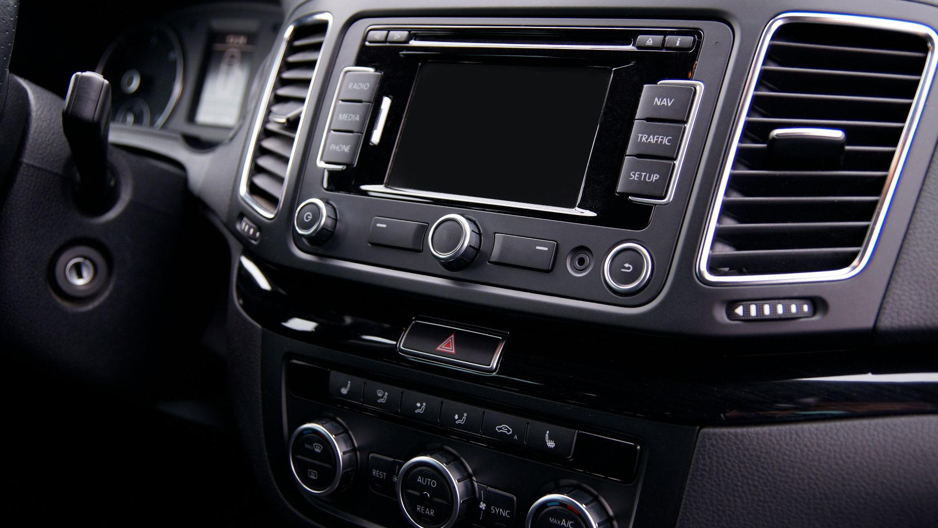 black and silver car stereo