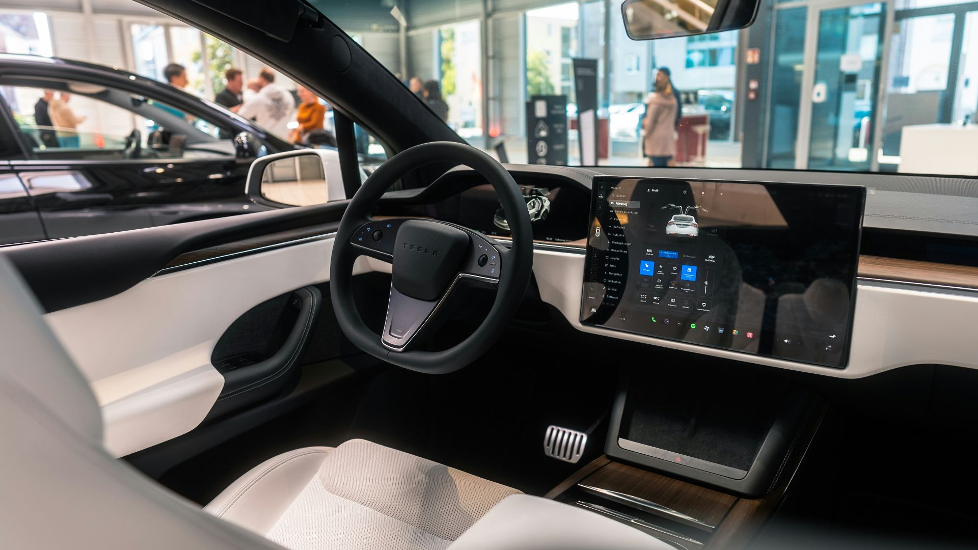 The interior of a car with a touch screen