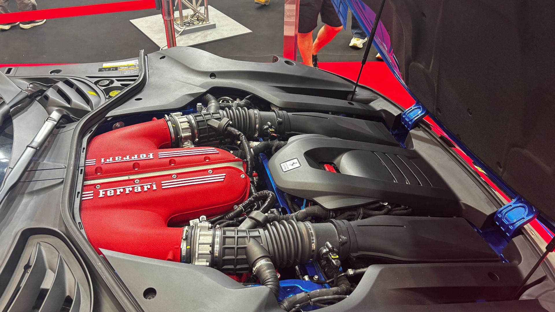 The engine room of Ferrari 12Cilindri, the engine installed is the F140 HD from Ferrari 812 Competizione.