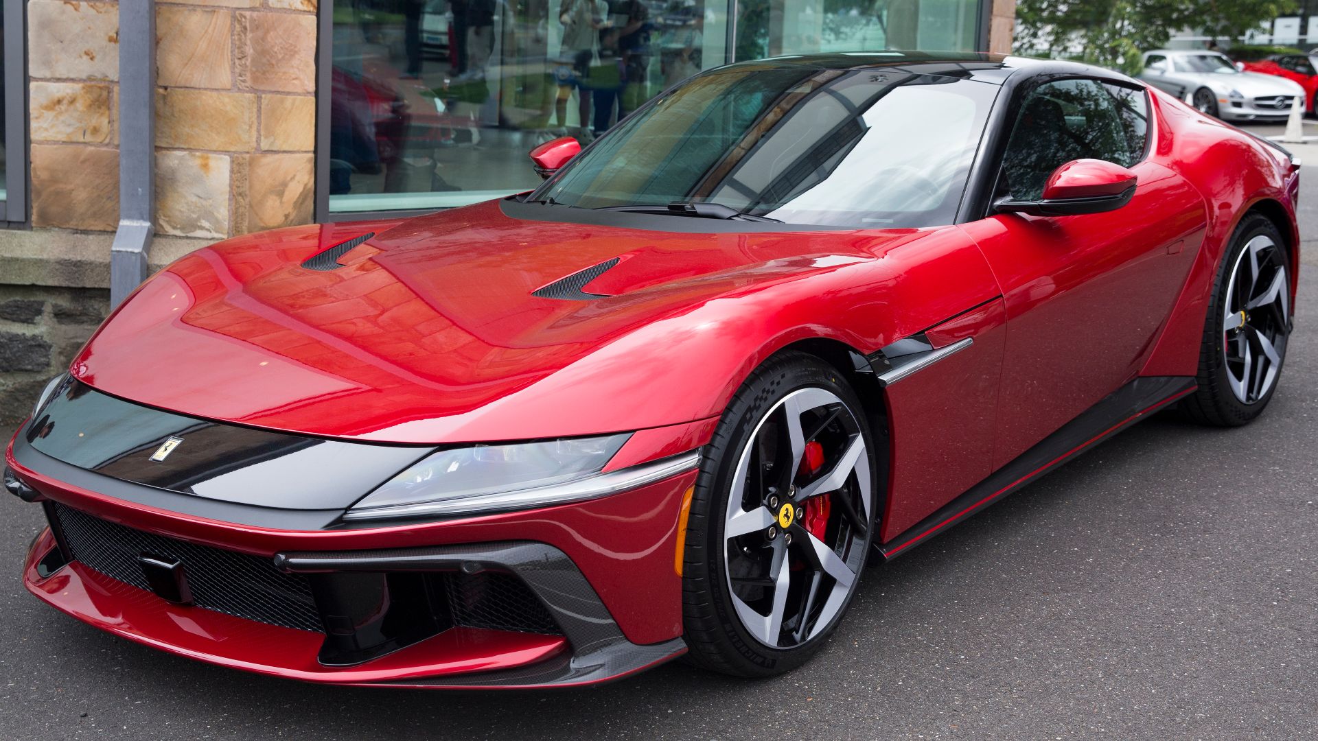 2025 Ferrari 12Cilindri in Rosso Imola; on display at Miller Motorcars'