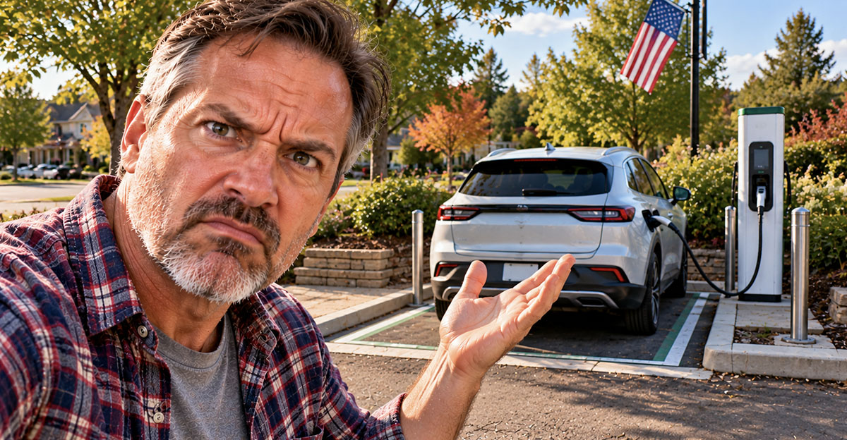 Angry man at an EV charger