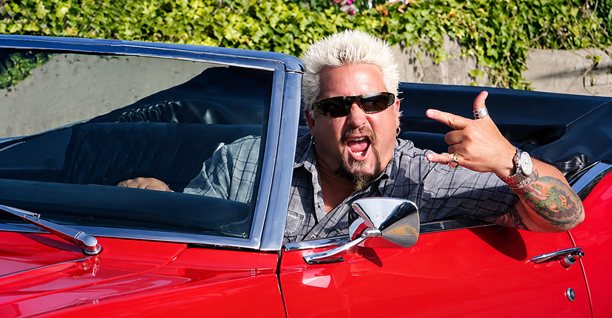 Screenshot of host Guy Fieri in Season 10  of Diner’s, Drive-Ins and Dives (2007-present)