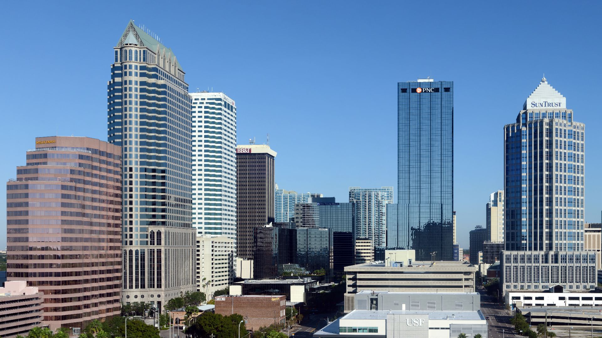 Tampa, Florida. View of downtown to north, from the Embassy Terrace Hotel