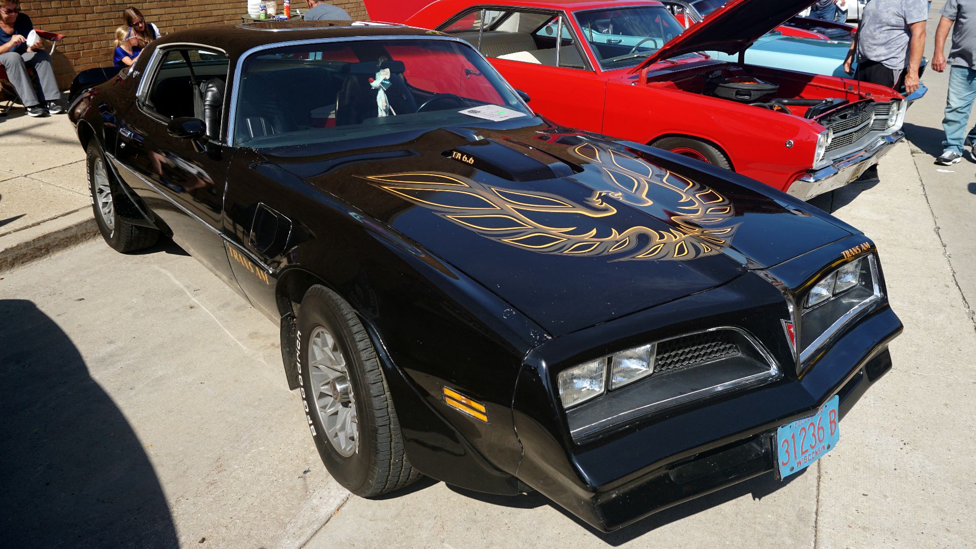 A 1977 Pontiac Trans Am on display at the 2023 Downtown West Allis Classic Car Show in West Allis, Wisconsin (United States).