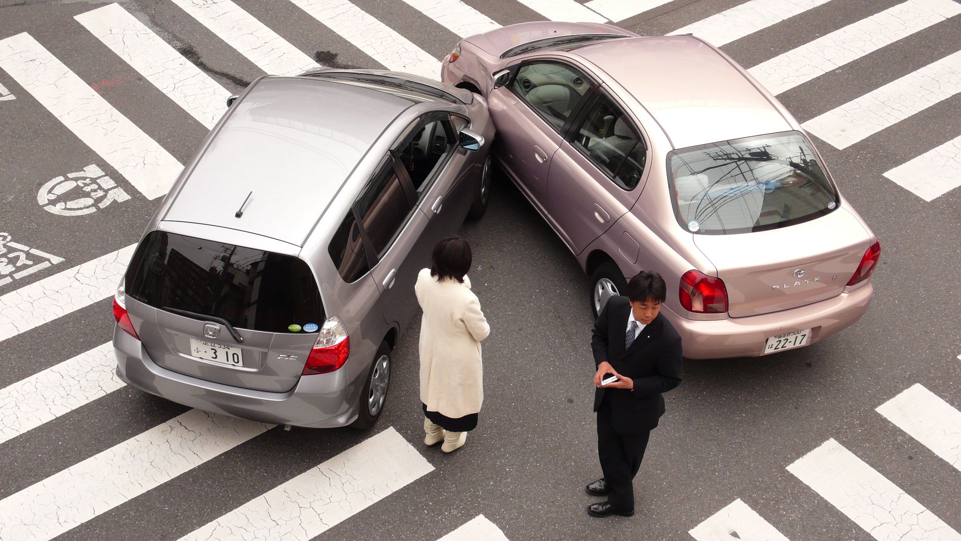 A car accident in Tokyo, Japan.