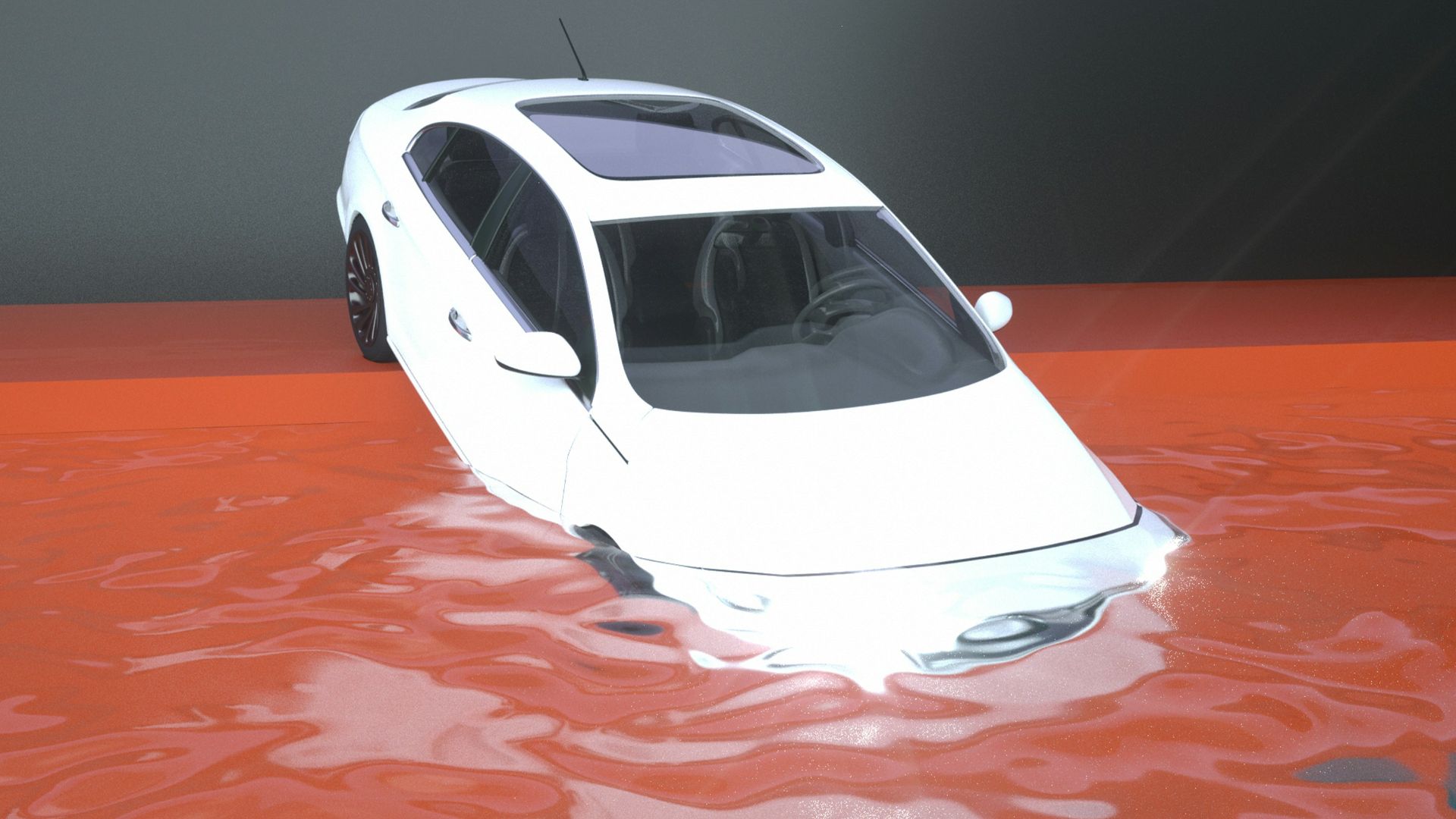 a car is submerged in a body of water