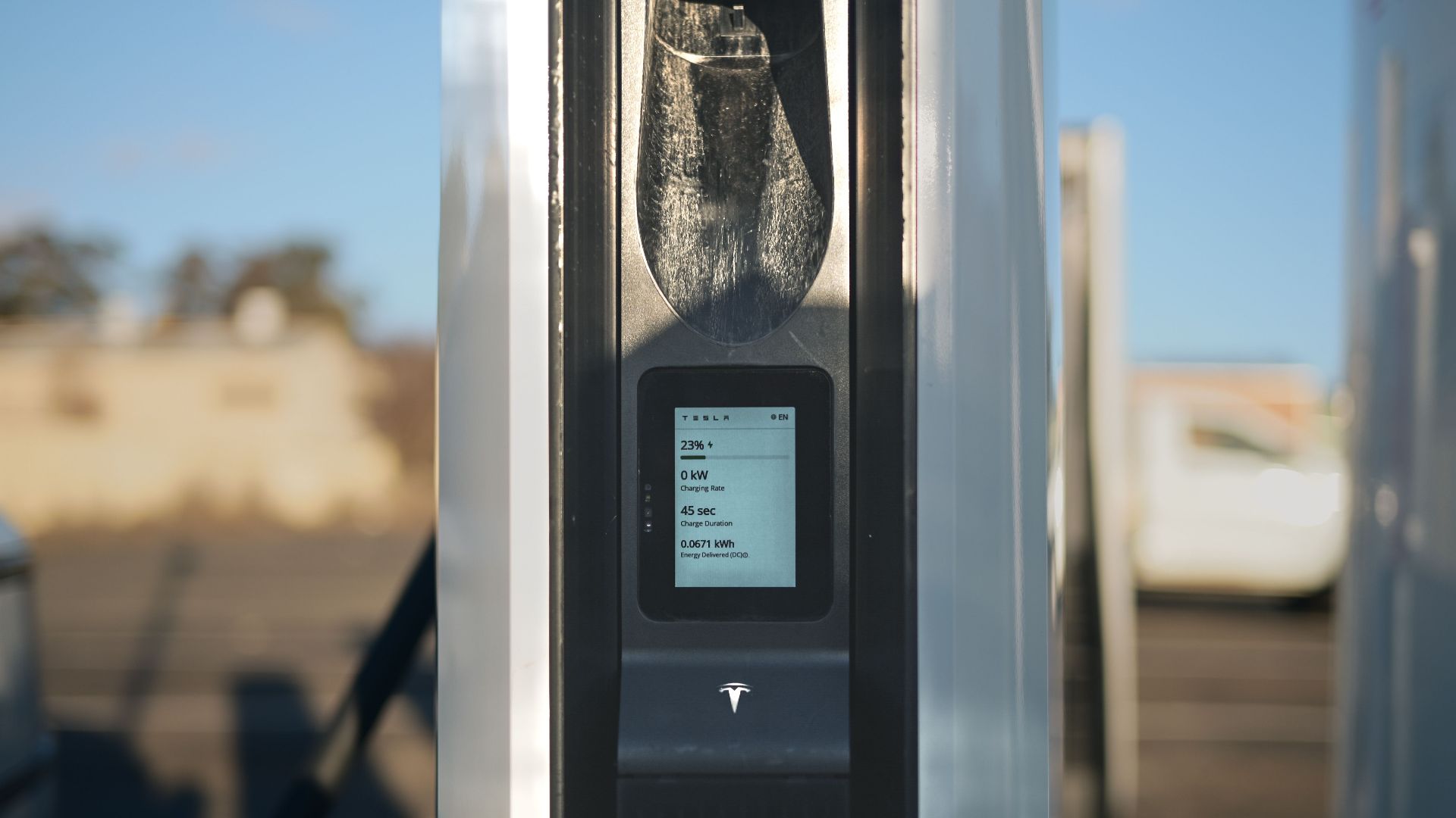 Close-up view of an electric vehicle charging station located outdoors in Yass, NSW, Australia.