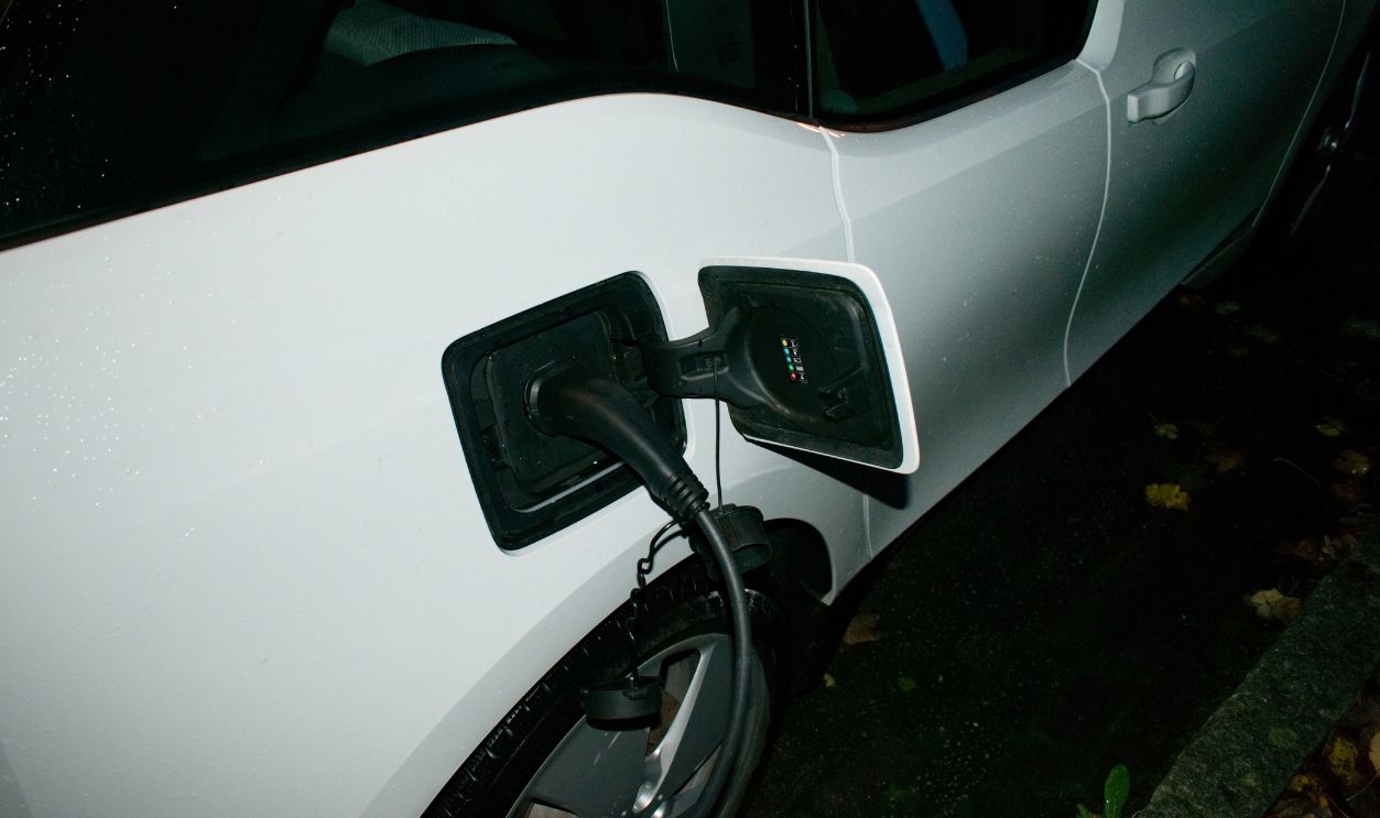 Electric Car Charger At Home - Charging EV at Night With Wall Charger