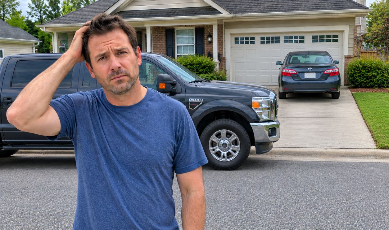 My neighbor keeps parking his enormous truck partly across my driveway 