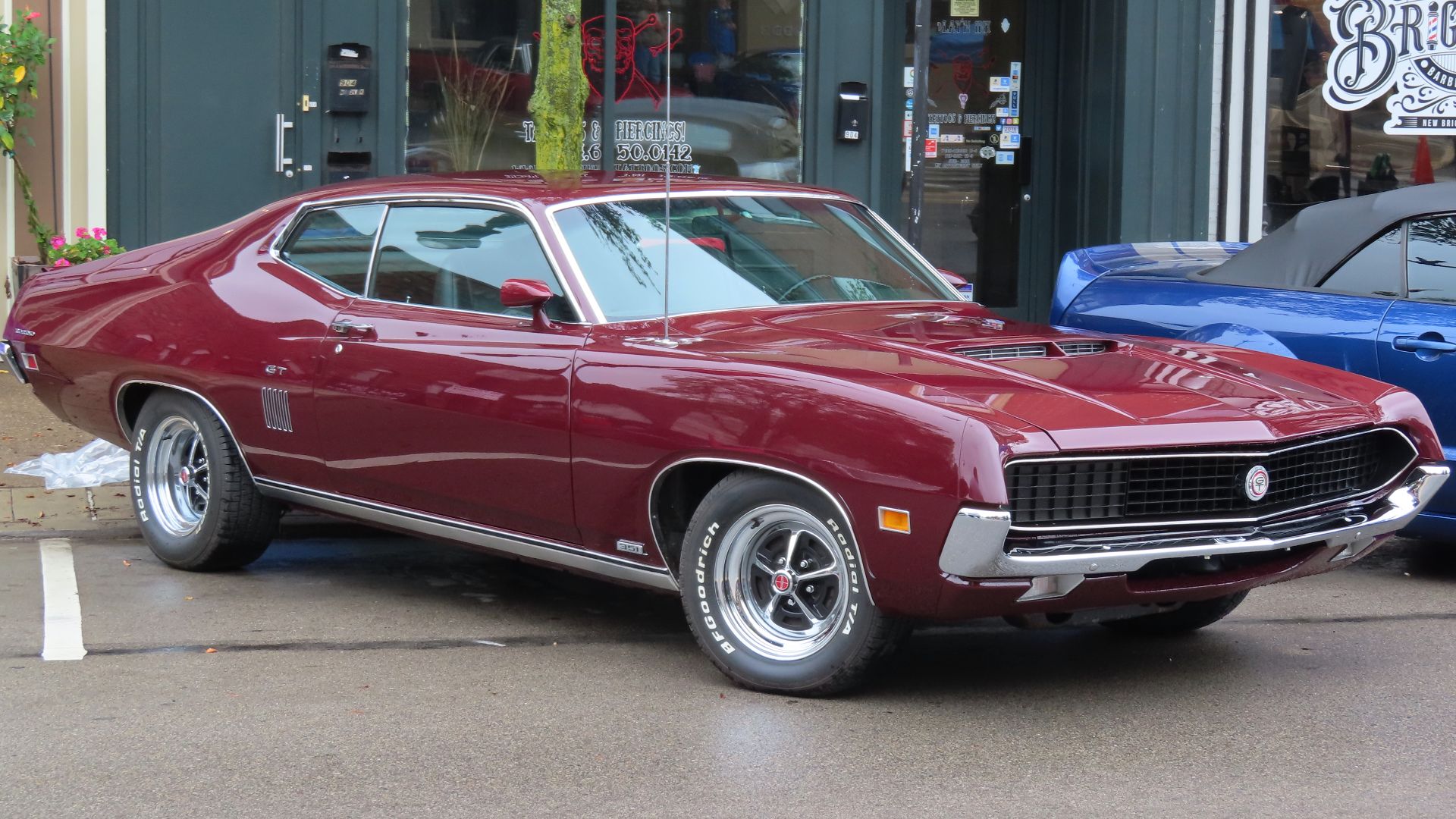1970 Ford Torino GT SportsRoof photographed at the 2023 New Brighton Car Cruise in New Brighton, Pennsylvania.