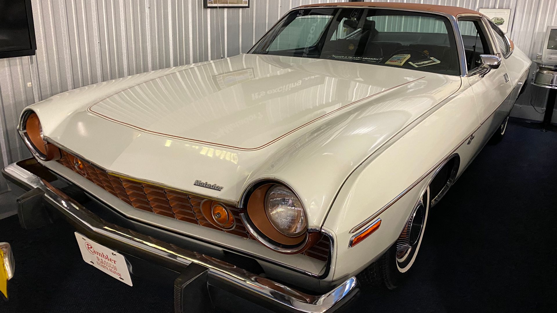 1974 Matador coupe, an aerodynamically styled fastback built by American Motors Corporation/ It was the only all-new model in the popular mid-size car segment for that model year. This car has the special Oleg Cassini option. This consists of numerous app