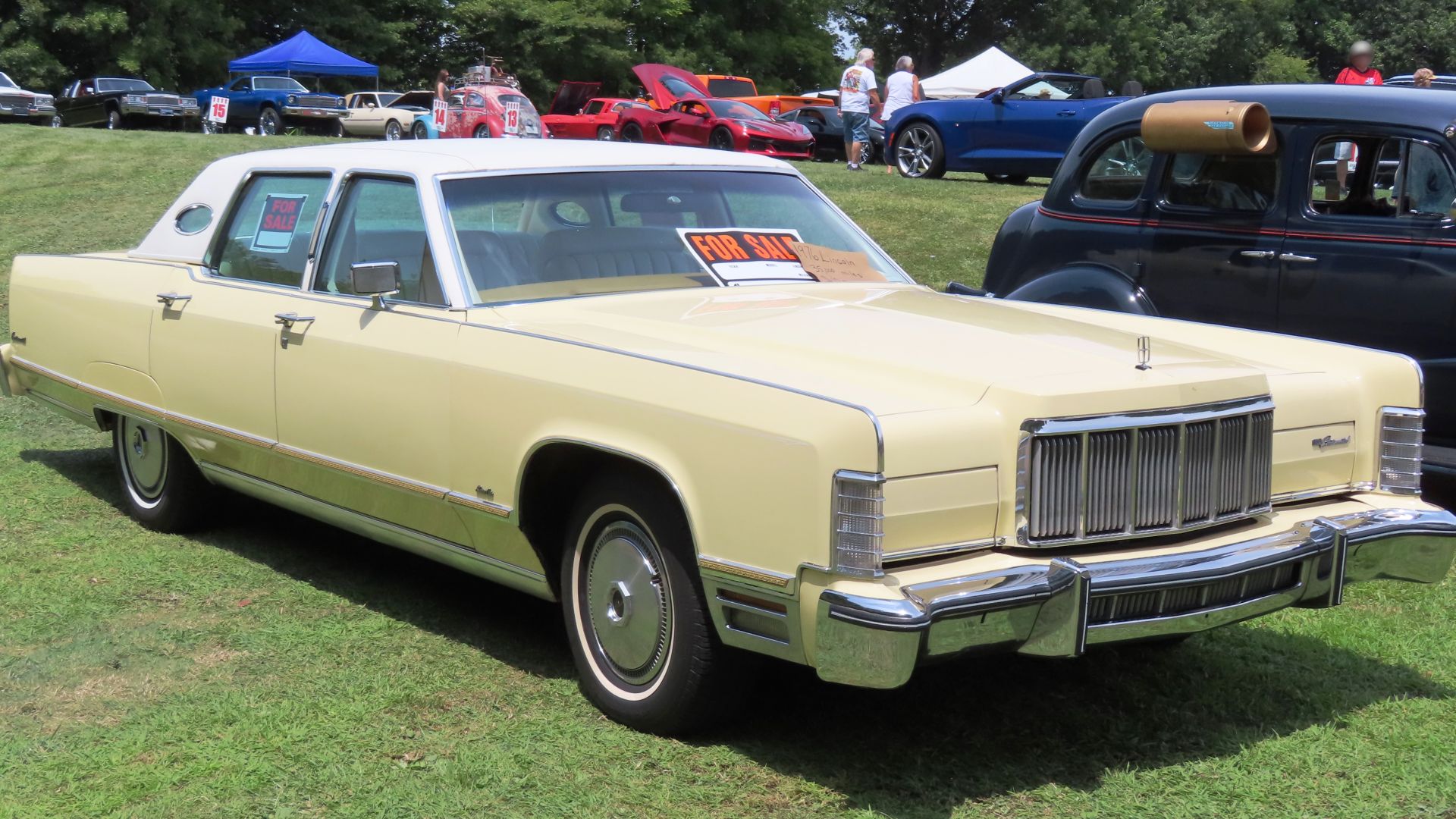1976 Lincoln Continental Town Car photographed at the 12th annual Street Scene Car & Custom Bike Show in Austintown, Ohio. Finished in Cream.