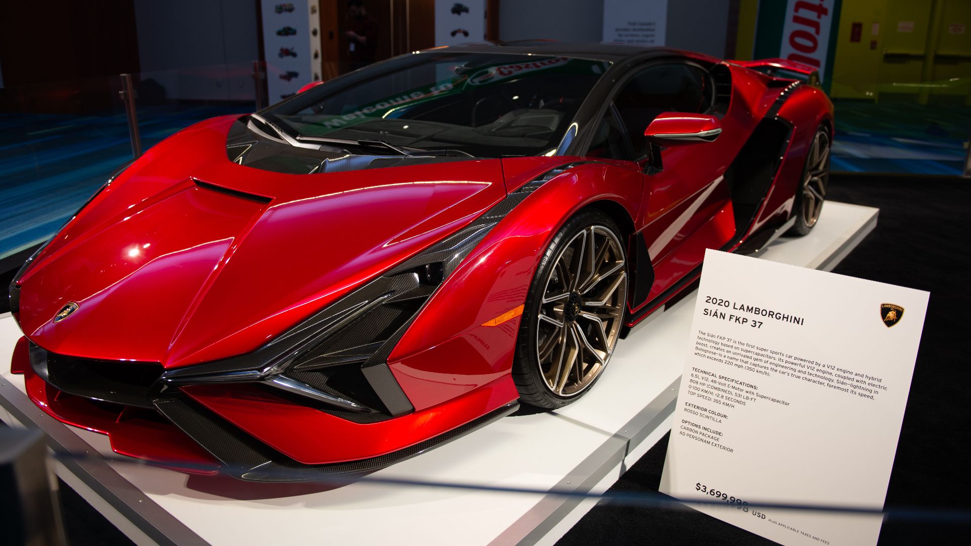 The Lamborghini Sián FKP 37 is a mid-engine hybrid sports car produced by the Italian automotive manufacturer Lamborghini. Unveiled online on 3 September 2019, the Sián is the first hybrid production vehicle produced by the brand.