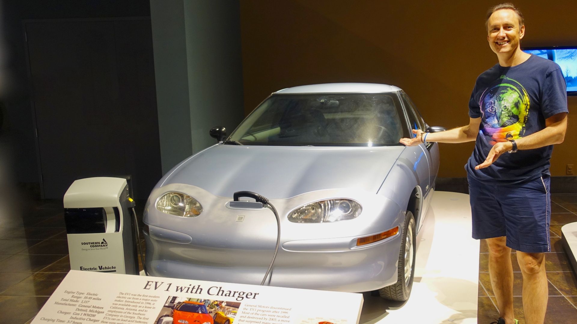 GM EV1 electric car exhibited at the Tellus Northwest Georgia Science Museum, USA.