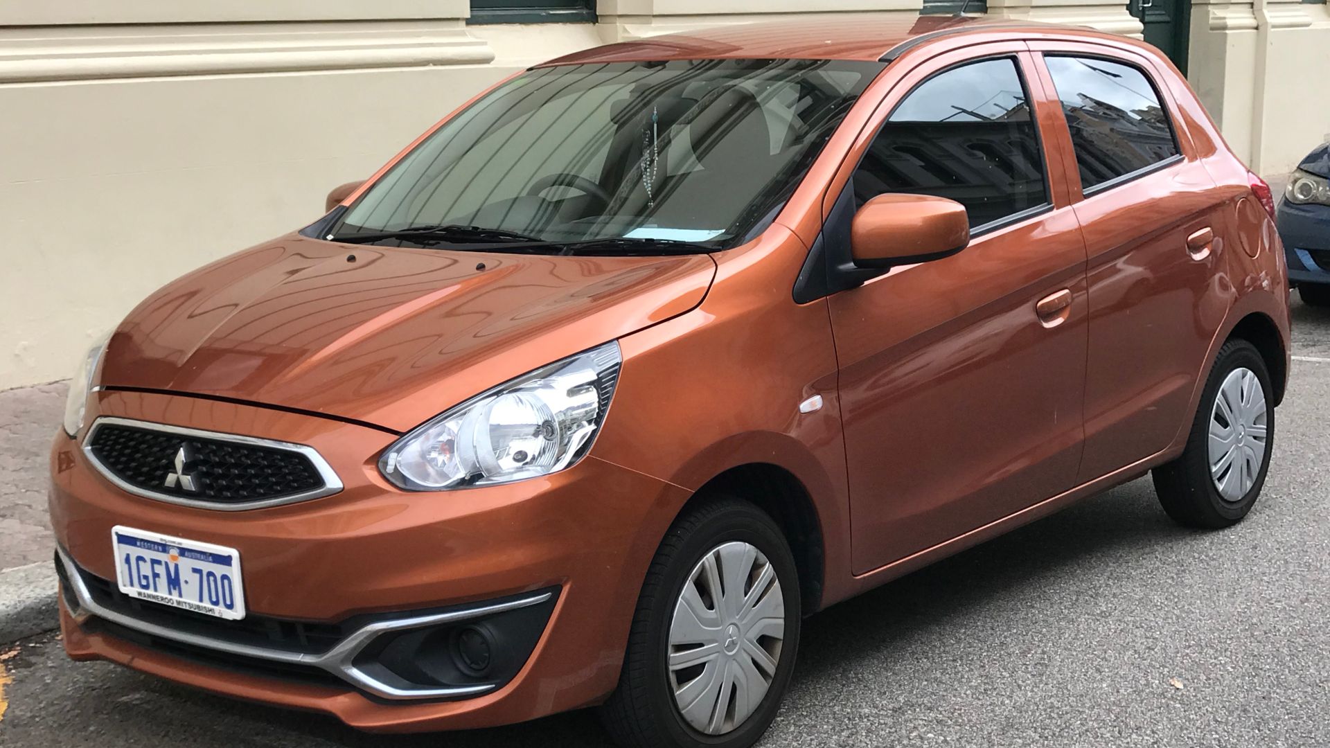 2017 Mitsubishi Mirage (LA MY17) ES hatchback. Photographed in Fremantle, Western Australia, Australia.