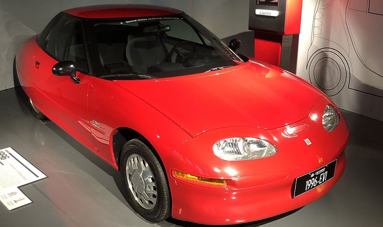1996 General Motors EV1 photographed at the Shanghai Automobile Museum, Anting, China.
