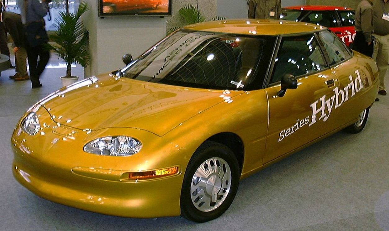 GM EV1 series hybrid prototype shown at the EVS-16 symposium in Beijing, China, 1999.