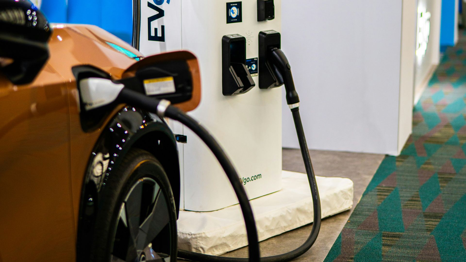 a close up of a car at a charging station